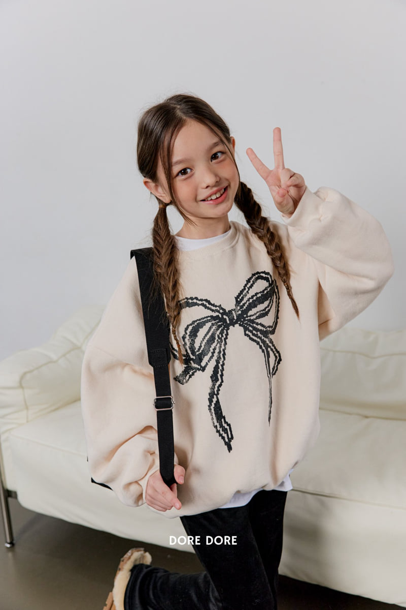 Dore Dore - Korean Children Fashion - #childrensboutique - Big Ribbon Fleece Sweatshirt - 10