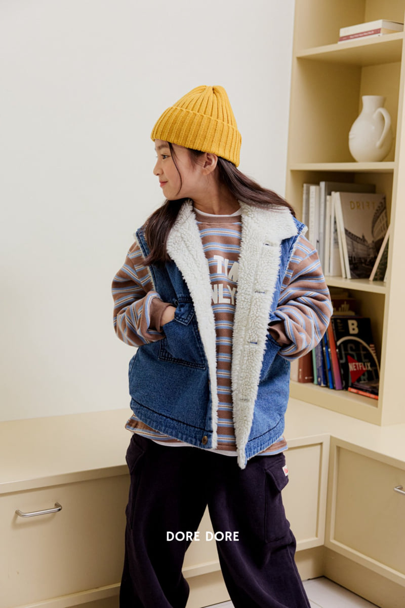Dore Dore - Korean Children Fashion - #discoveringself - Teddy Button Denim Vest - 6