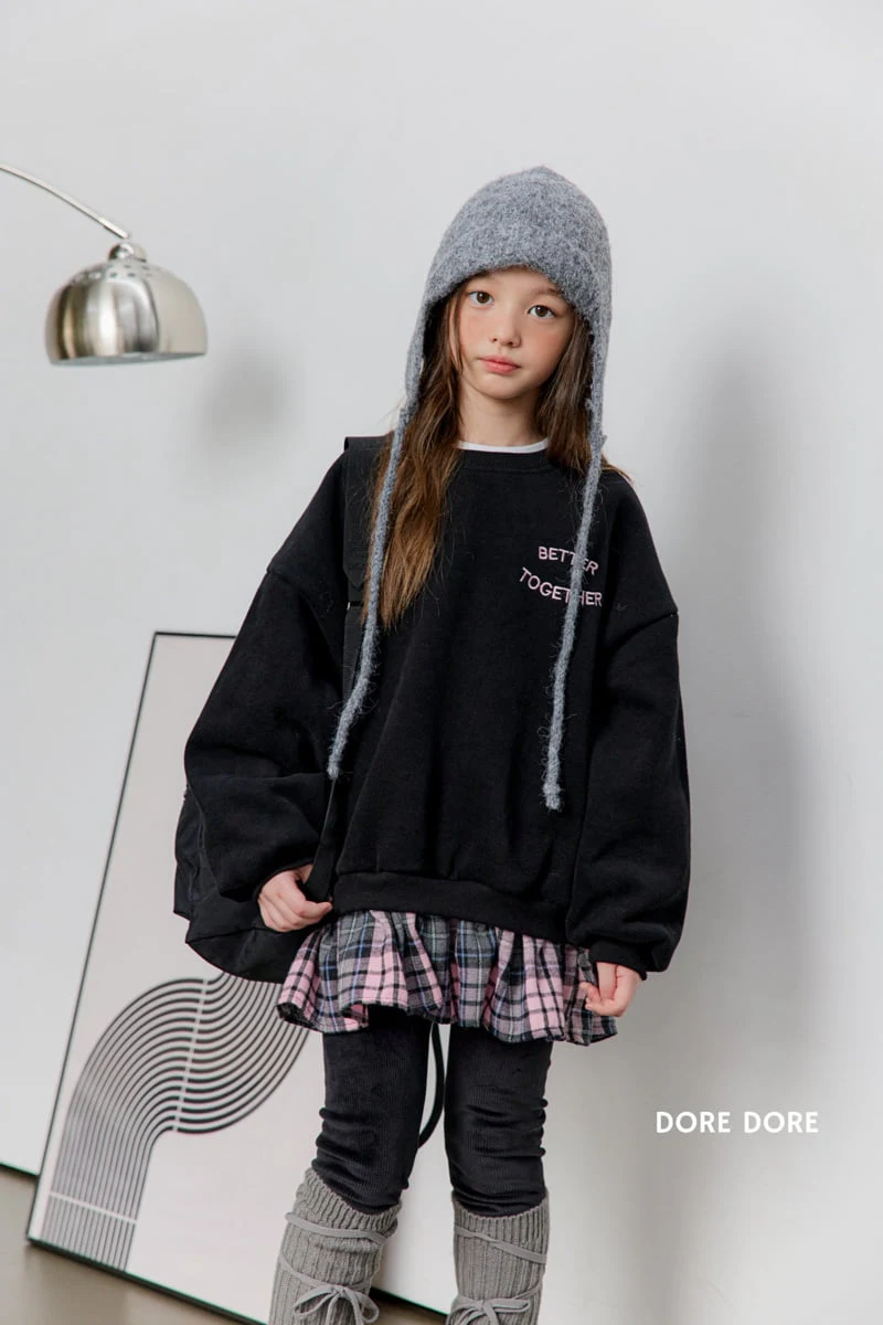 Dore Dore - Korean Children Fashion - #fashionkids - Embroidered Check Fleece Sweatshirt - 12