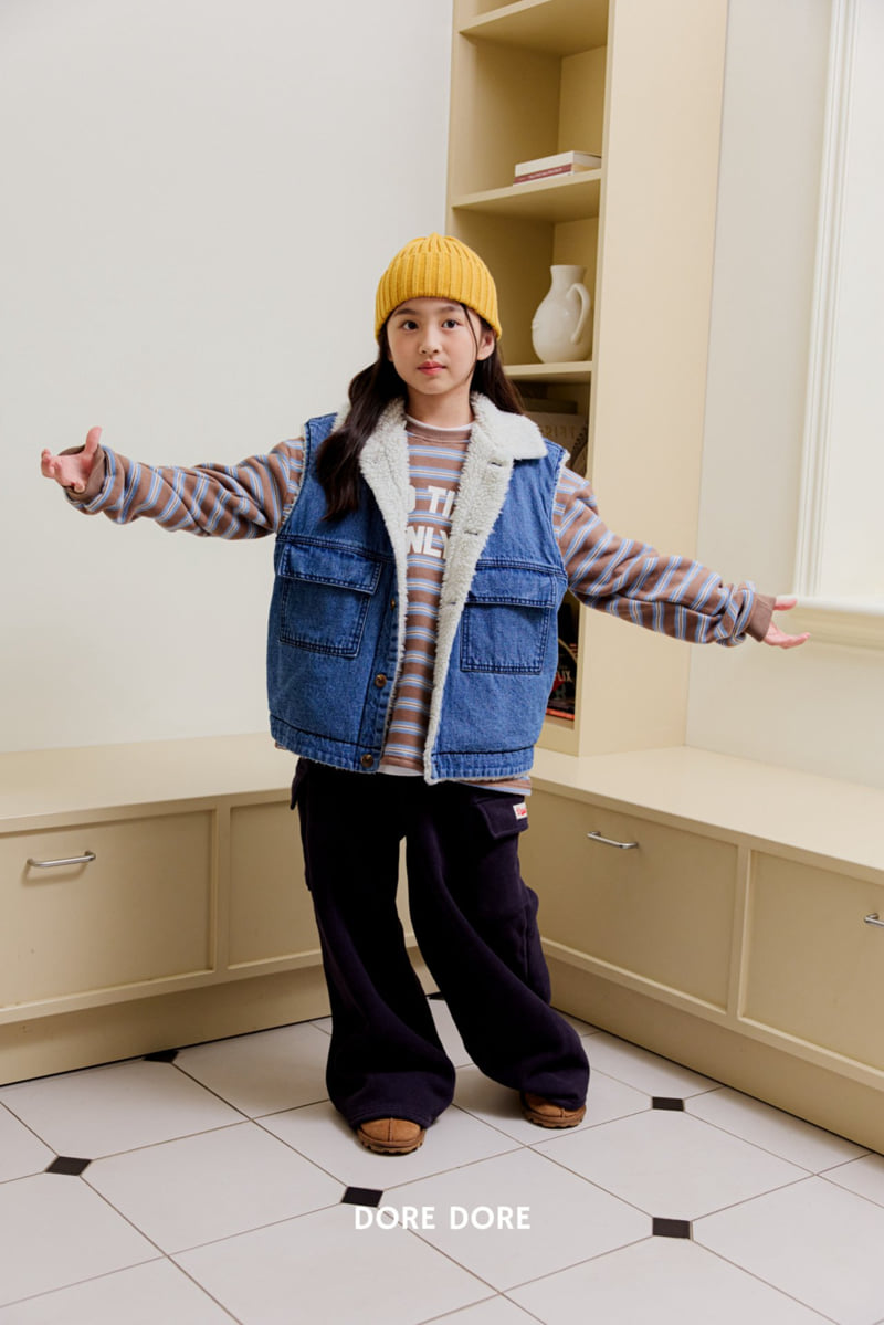 Dore Dore - Korean Children Fashion - #fashionkids - Teddy Button Denim Vest - 7