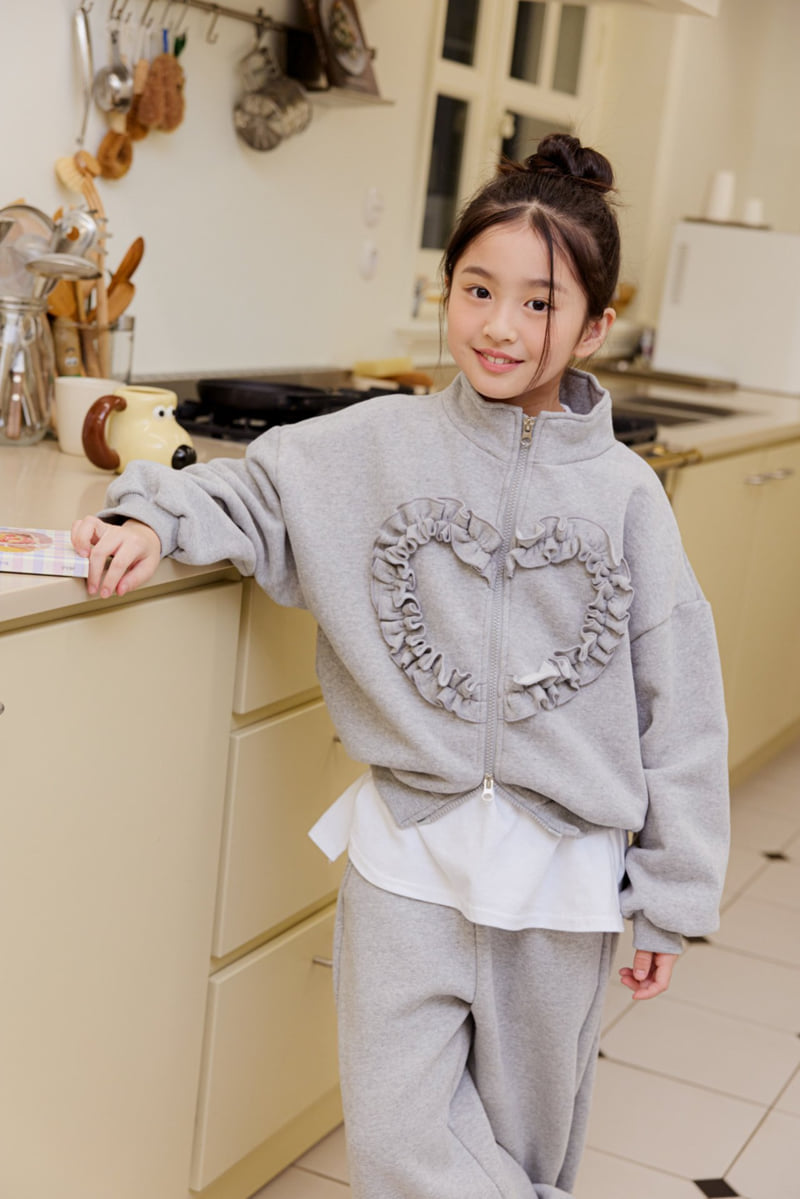 Dore Dore - Korean Children Fashion - #fashionkids - Frill Heart Two Way Zip-up