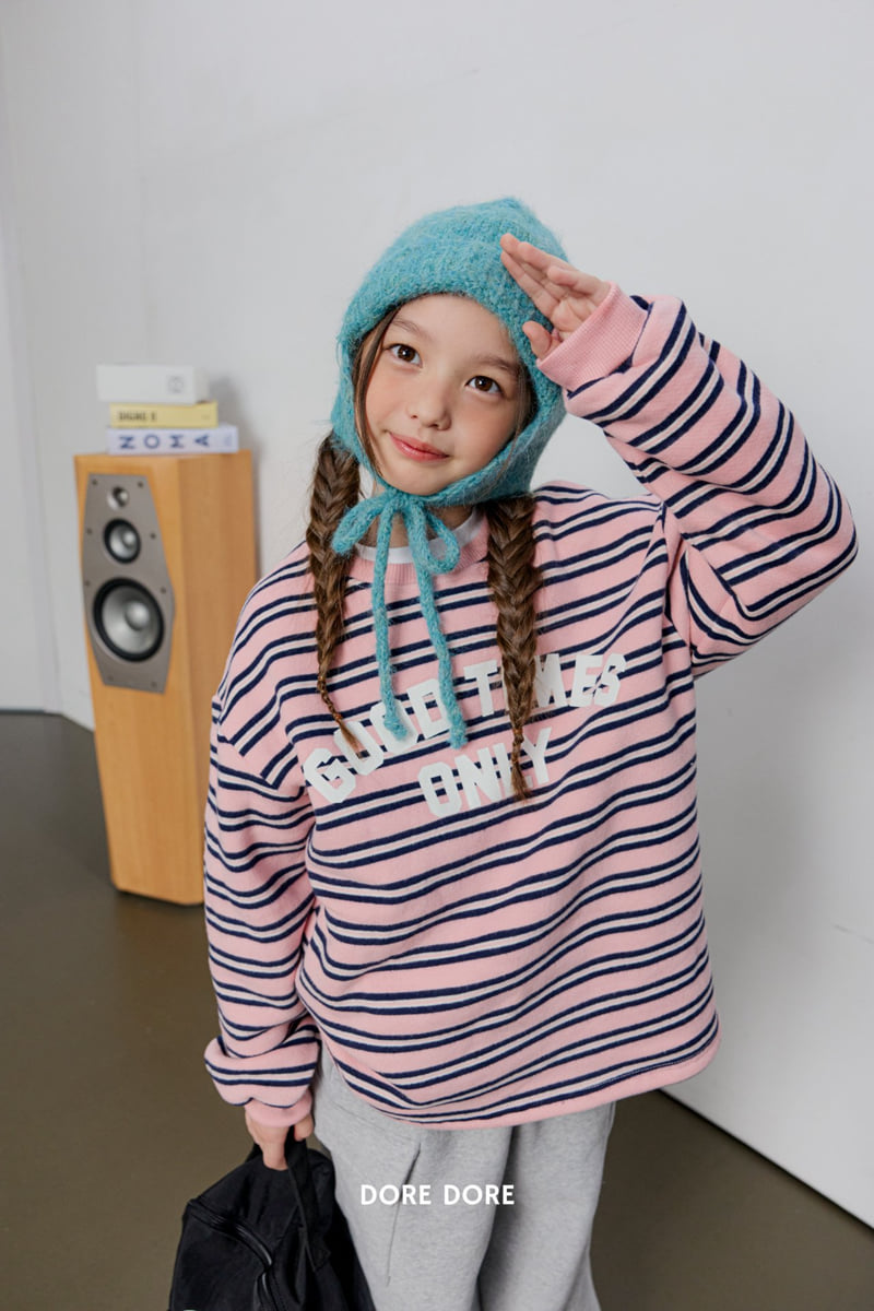 Dore Dore - Korean Children Fashion - #kidsshorts - Good Time Fleece Stripe Tee - 10