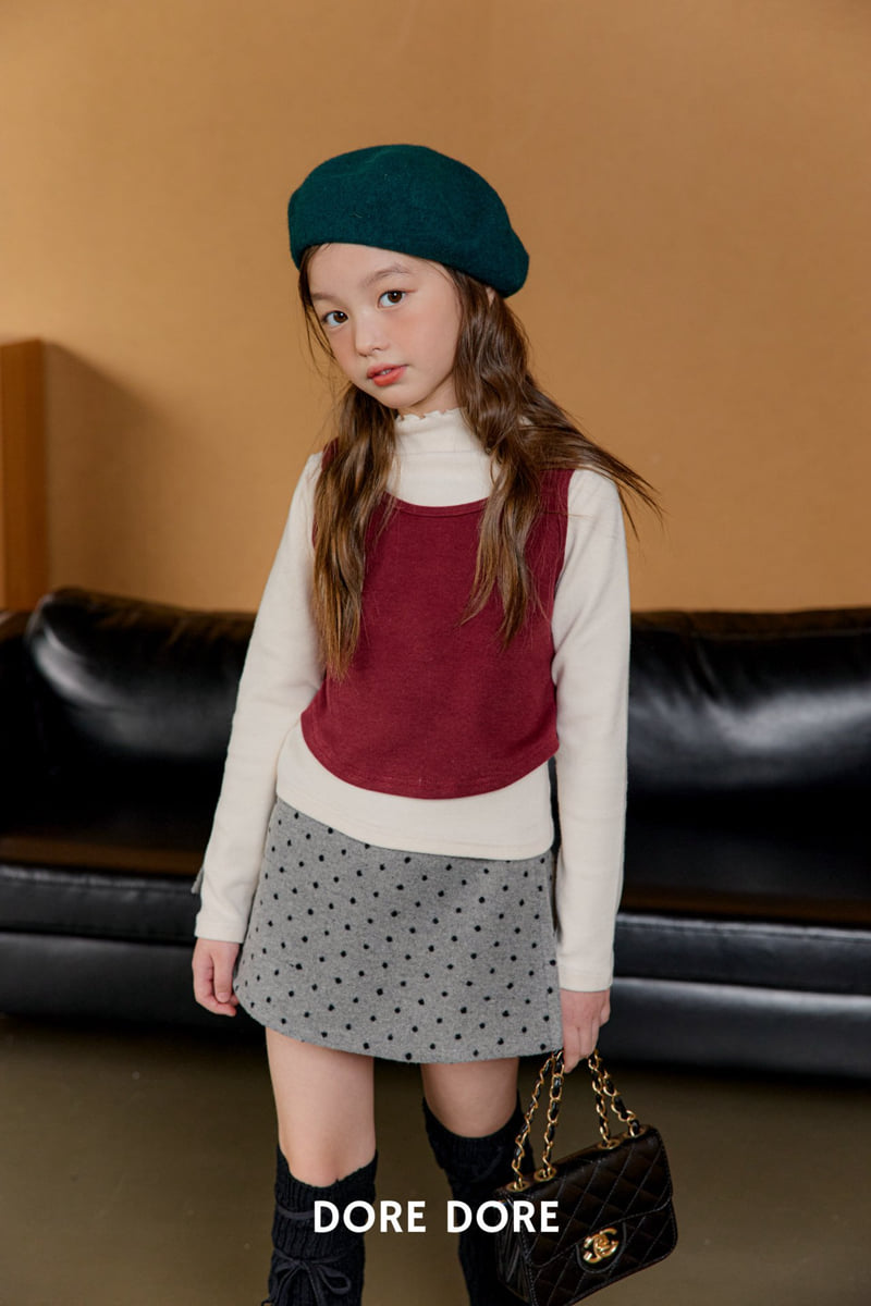 Dore Dore - Korean Children Fashion - #kidzfashiontrend - Peach Fleece Layered Tee - 10