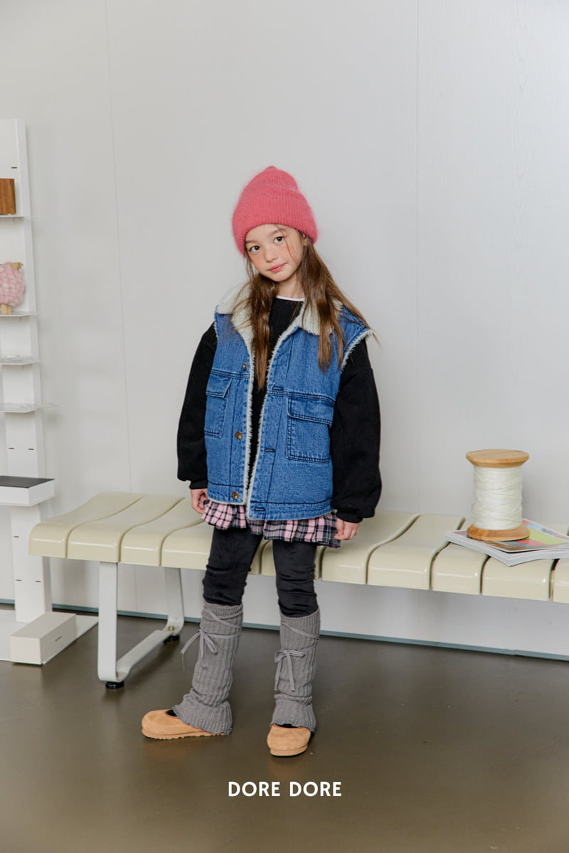 Dore Dore - Korean Children Fashion - #kidzfashiontrend - Teddy Button Denim Vest - 10