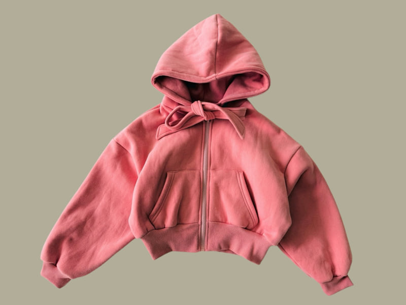 Dore Dore - Korean Children Fashion - #kidzfashiontrend - Ribbon Hoodie Fleece Zip-up - 3