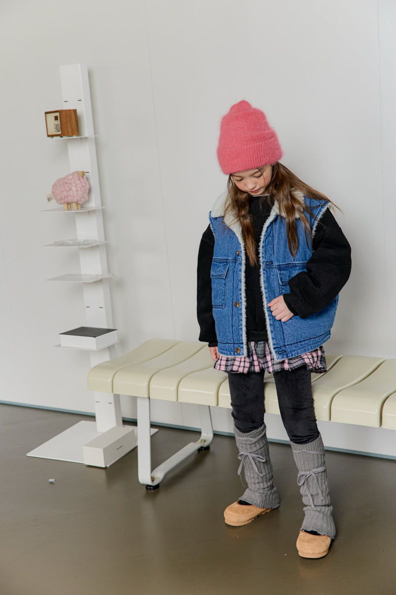Dore Dore - Korean Children Fashion - #littlefashionista - Teddy Button Denim Vest - 12