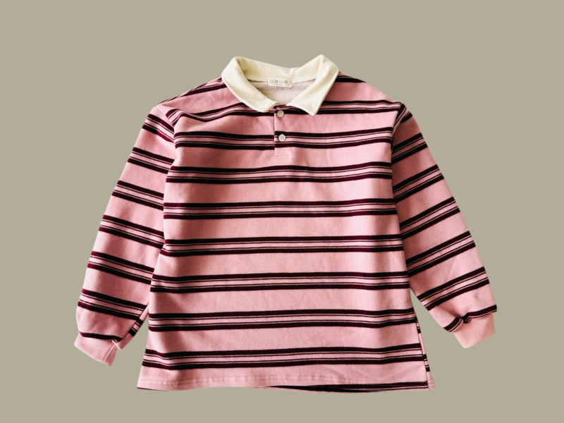 Dore Dore - Korean Children Fashion - #littlefashionista - Striped Collar Fleece Tee - 3