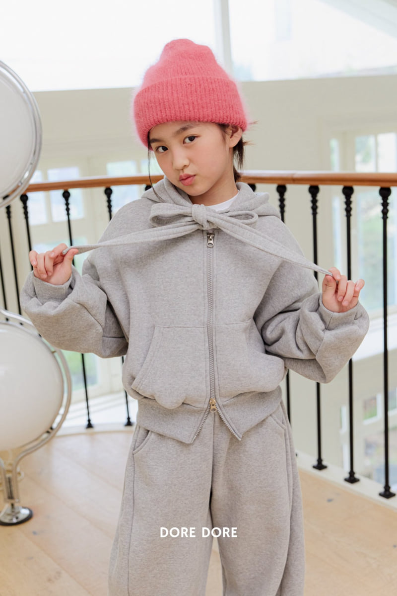 Dore Dore - Korean Children Fashion - #minifashionista - Ribbon Hoodie Fleece Zip-up - 7