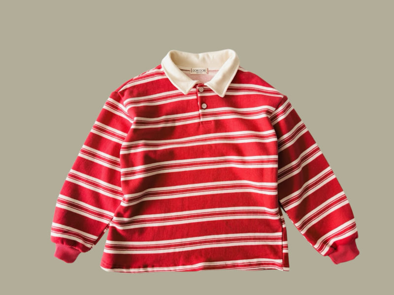 Dore Dore - Korean Children Fashion - #minifashionista - Striped Collar Fleece Tee - 5