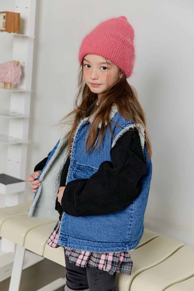 Dore Dore - Korean Children Fashion - #prettylittlegirls - Teddy Button Denim Vest