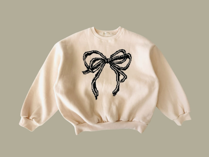 Dore Dore - Korean Children Fashion - #prettylittlegirls - Big Ribbon Fleece Sweatshirt - 5