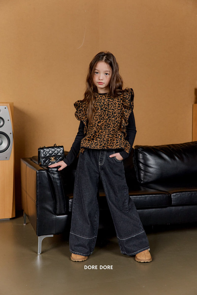 Dore Dore - Korean Children Fashion - #stylishchildhood - Fleece Wide Denim Pants - 10