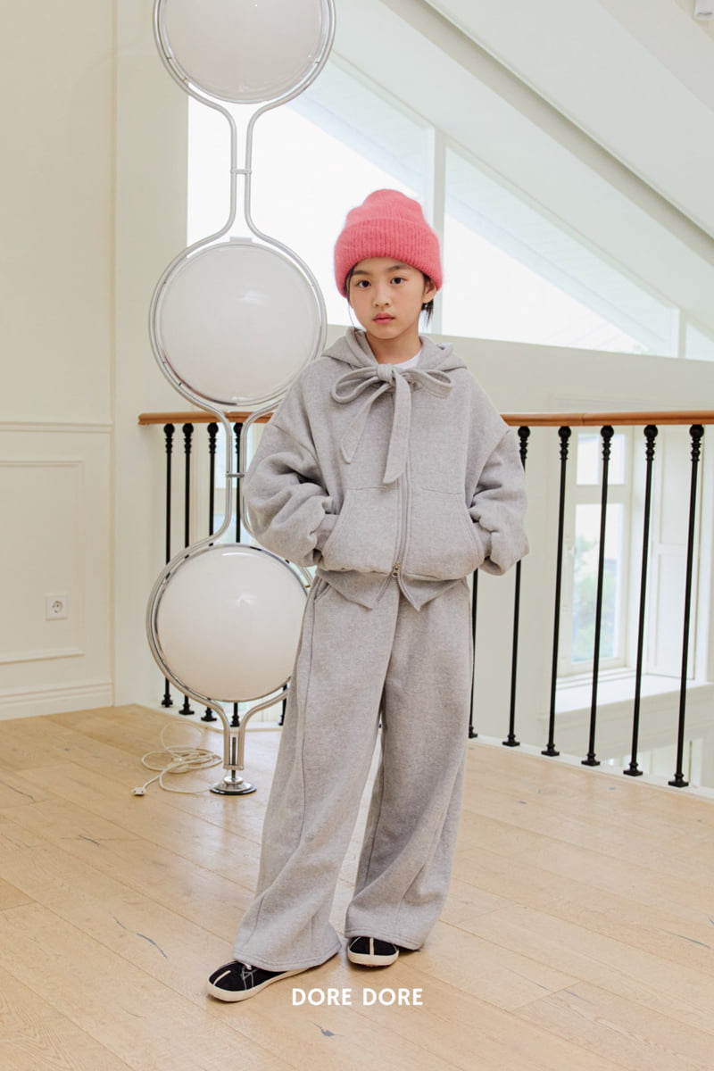 Dore Dore - Korean Children Fashion - #todddlerfashion - Ribbon Hoodie Fleece Zip-up - 9