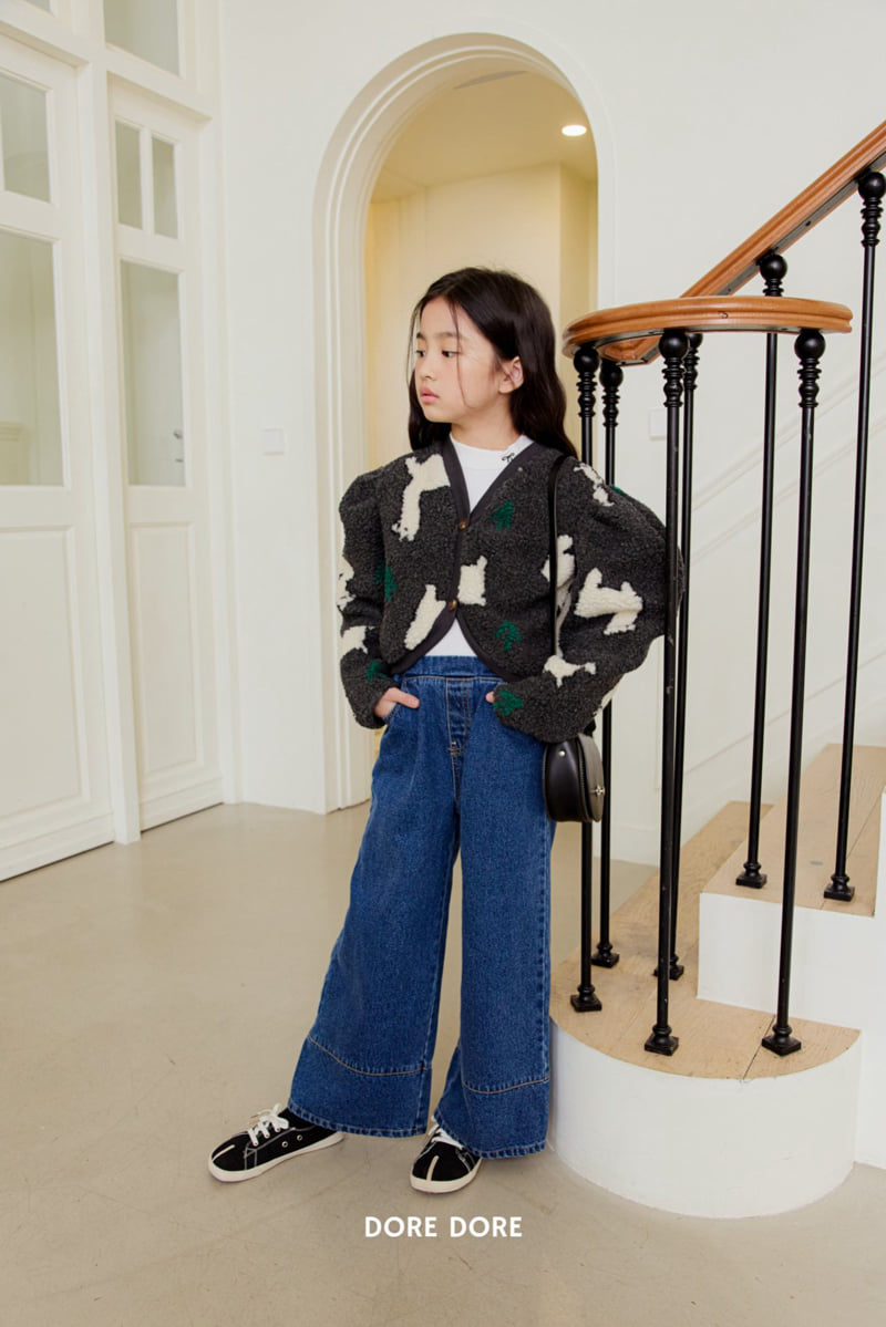 Dore Dore - Korean Children Fashion - #todddlerfashion - Fleece Wide Denim Pants - 8
