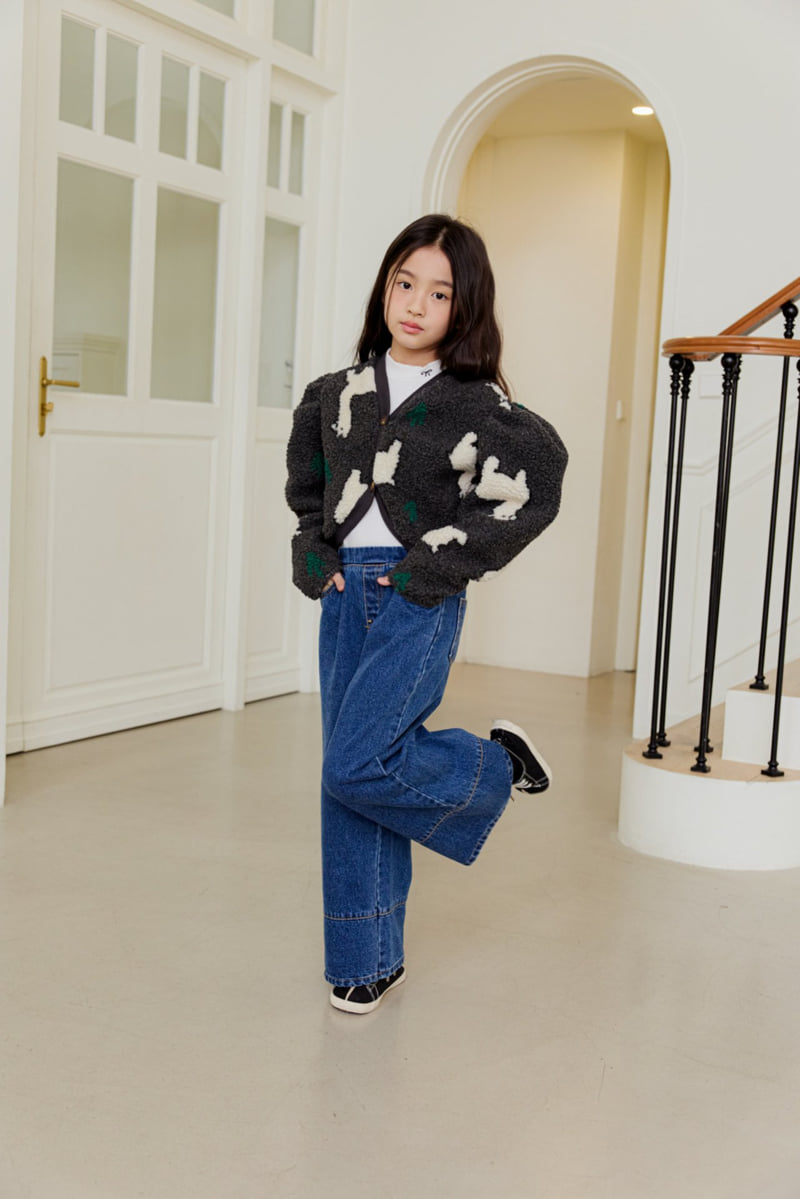 Dore Dore - Korean Children Fashion - #toddlerclothing - Fleece Wide Denim Pants - 9