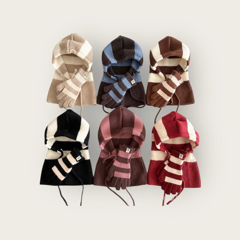 Dudie - Korean Children Fashion - #Kfashion4kids - Striped Balaclava - 3