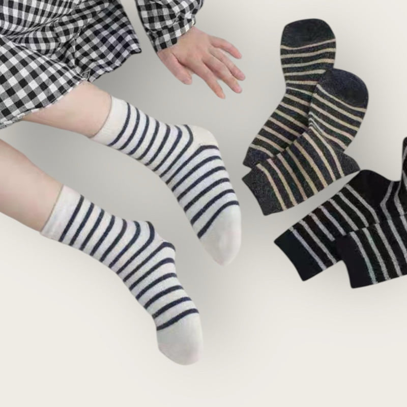 Dudie - Korean Children Fashion - #childrensboutique - Cozy Stripe Set (set of 4) - 8