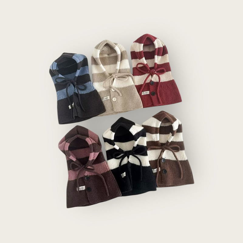 Dudie - Korean Children Fashion - #designkidswear - Striped Balaclava - 11