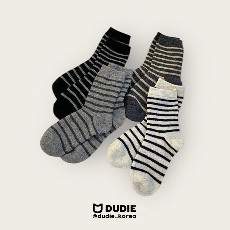 Dudie - Korean Children Fashion - #magicofchildhood - Cozy Stripe Set (set of 4)