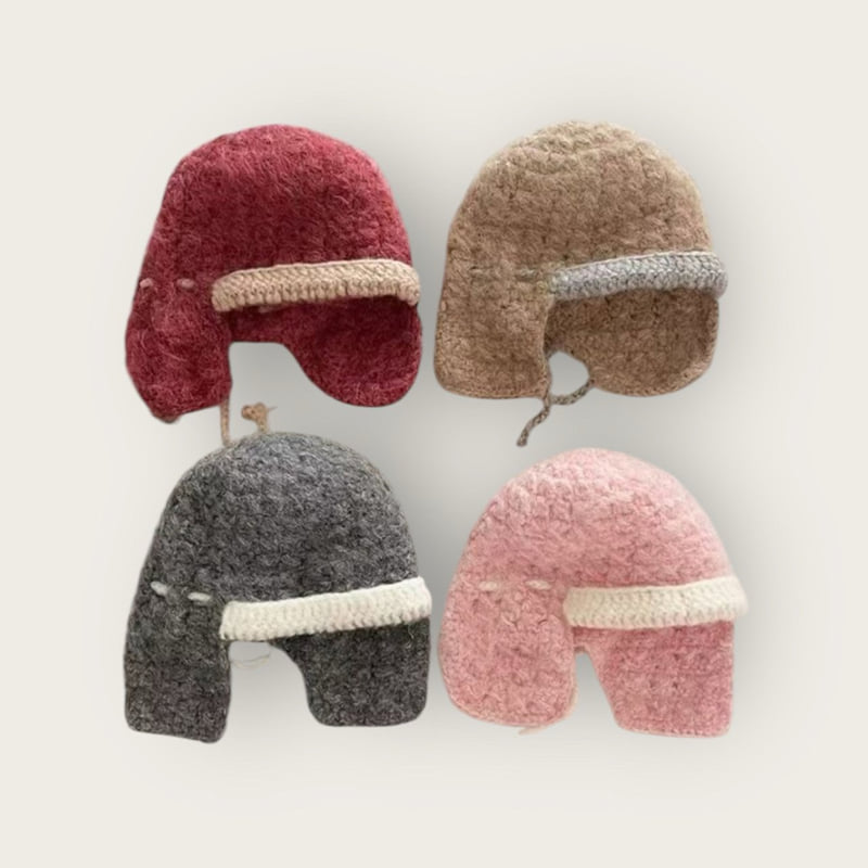 Dudie - Korean Children Fashion - #stylishchildhood - Two Tone Ear Flap Beanie - 12