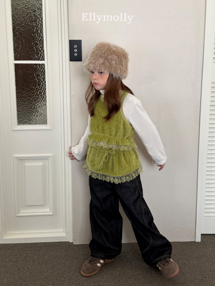Ellymolly - Korean Children Fashion - #designkidswear - Rivet Curve Denim Pants - 6