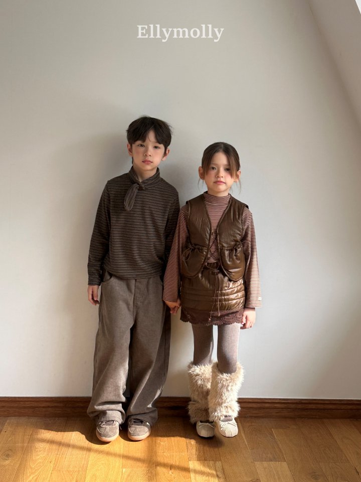 Ellymolly - Korean Children Fashion - #designkidswear - Noir Stripe Turtleneck Tee - 12