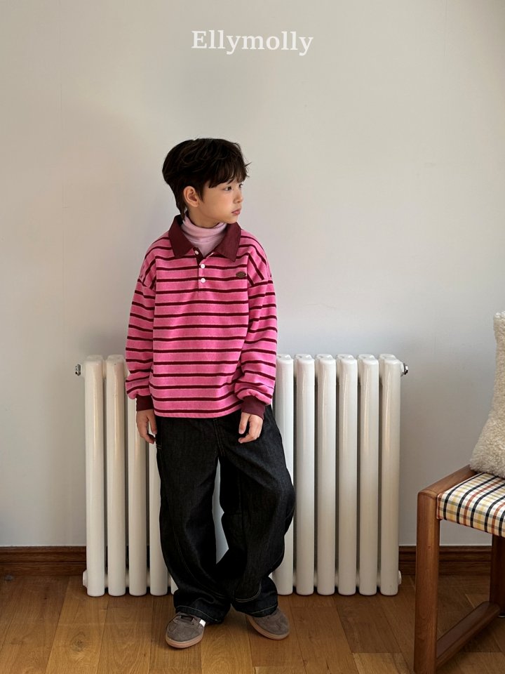 Ellymolly - Korean Children Fashion - #kidsshorts - Pompom Snow Collar Tee - 6
