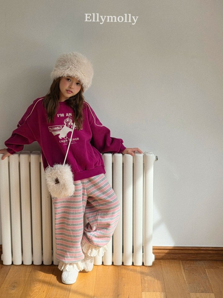 Ellymolly - Korean Children Fashion - #kidsshorts - Crew Stripe Sweatshirt - 11