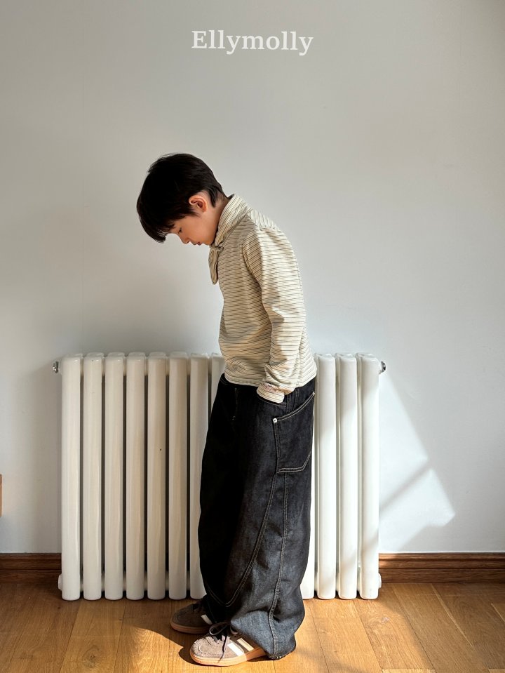 Ellymolly - Korean Children Fashion - #kidsstore - Rivet Curve Denim Pants - 10