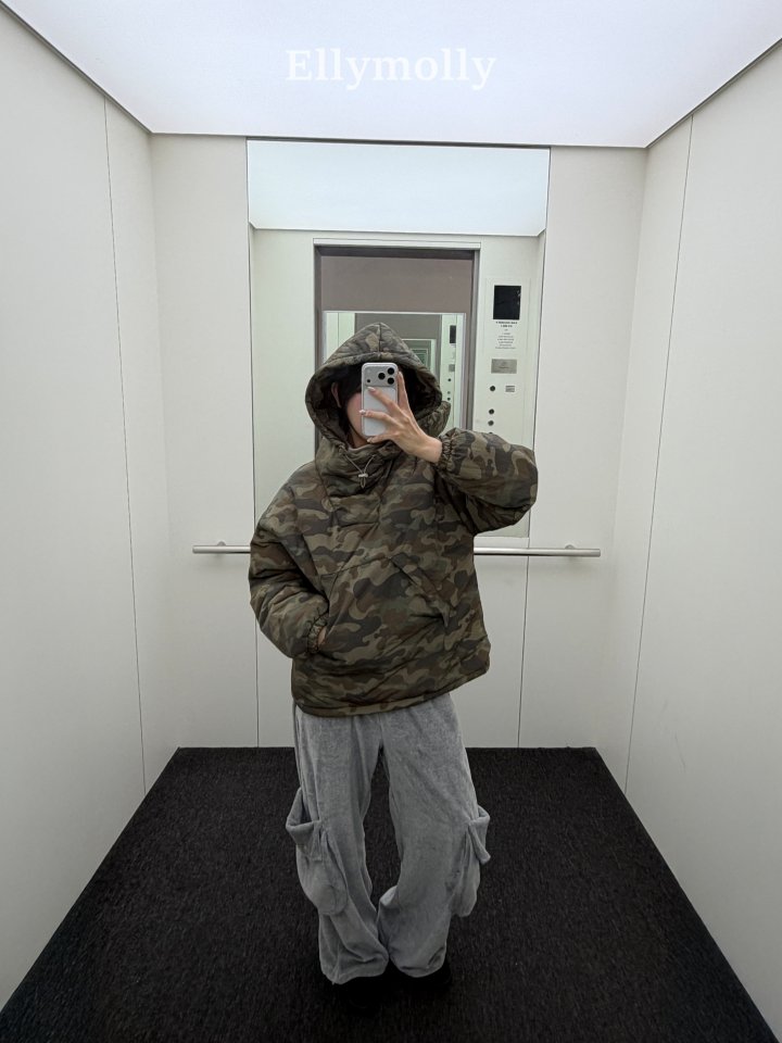 Ellymolly - Korean Children Fashion - #kidsstore - Camo Padded Hood (Junior) - 5
