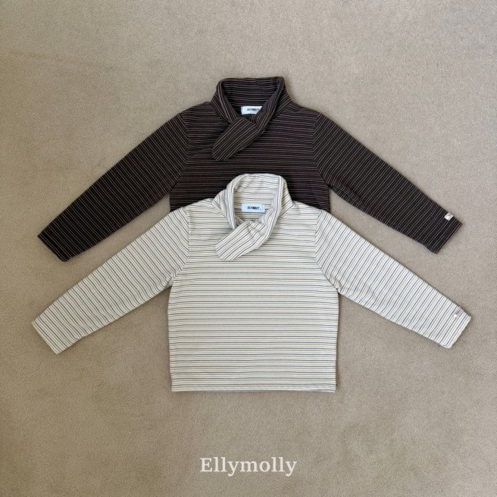 Ellymolly - Korean Children Fashion - #kidzfashiontrend - Noir Stripe Turtleneck Tee