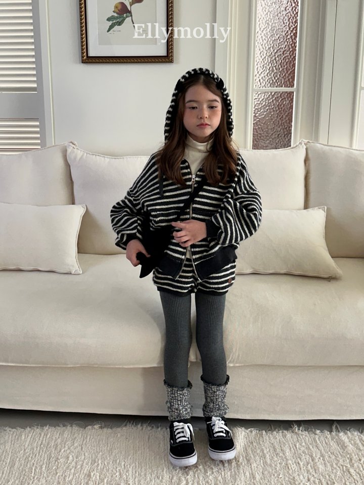 Ellymolly - Korean Children Fashion - #kidzfashiontrend - Wooly Stripe Hood Jacket - 6