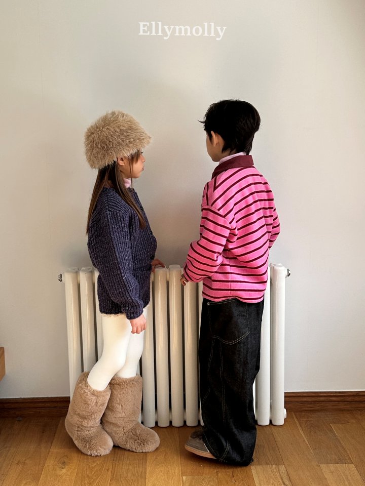 Ellymolly - Korean Children Fashion - #littlefashionista - Pompom Snow Collar Tee - 10