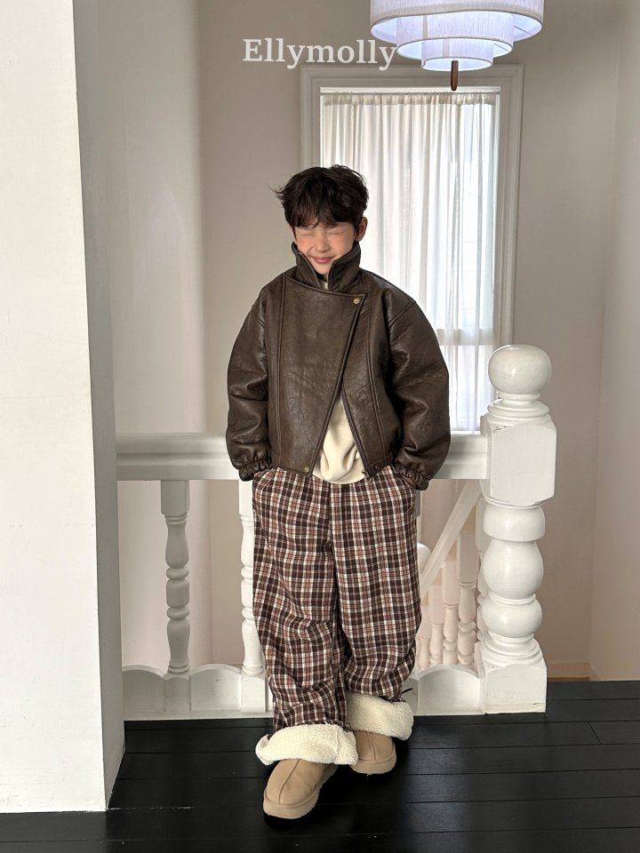 Ellymolly - Korean Children Fashion - #littlefashionista - Teddy Check Pants - 9