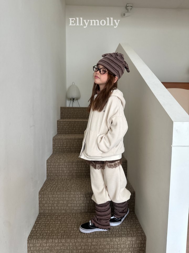 Ellymolly - Korean Children Fashion - #littlefashionista - Cozy Ribbed Hood Zip-Up - 8