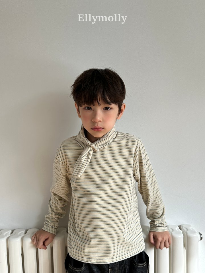 Ellymolly - Korean Children Fashion - #littlefashionista - Noir Stripe Turtleneck Tee - 3