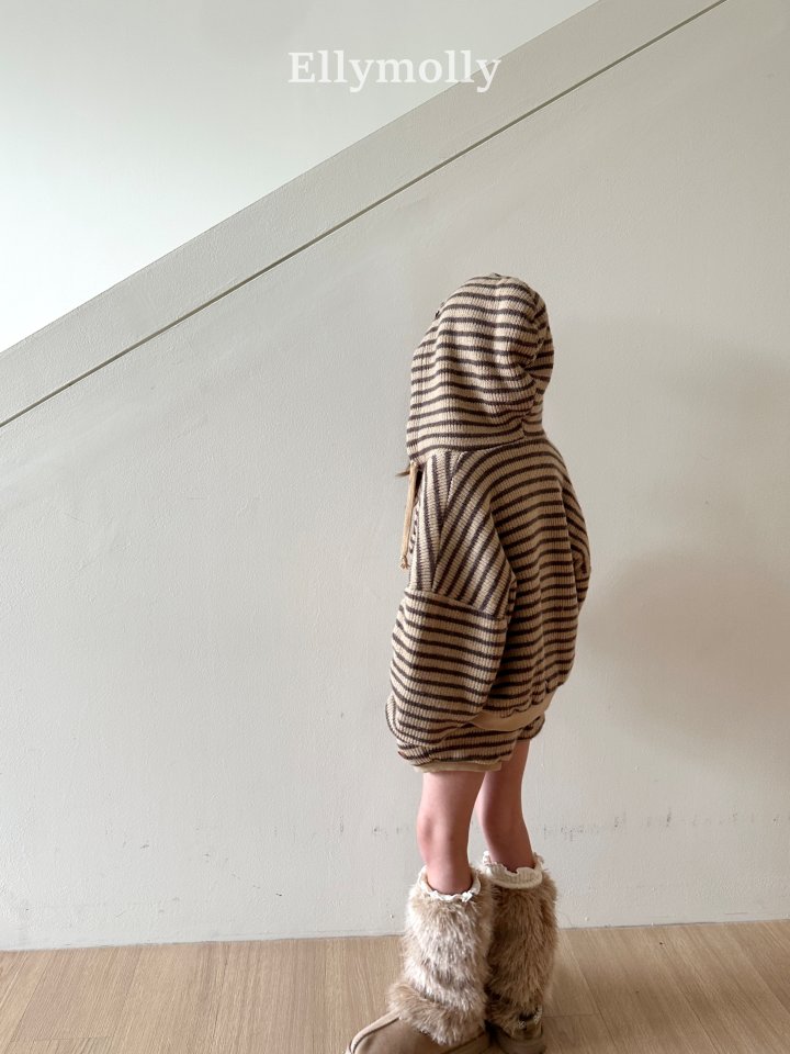 Ellymolly - Korean Children Fashion - #littlefashionista - Wooly Stripe Hood Jacket - 8