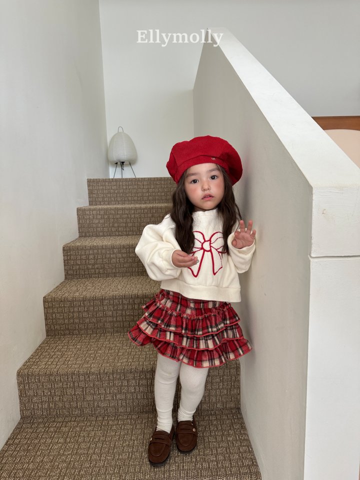 Ellymolly - Korean Children Fashion - #littlefashionista - Ribbon Boucle Sweatshirt - 3