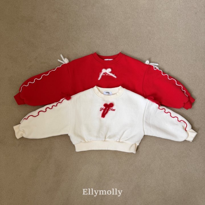 Ellymolly - Korean Children Fashion - #littlefashionista - Double Bow Crop Sweatshirt