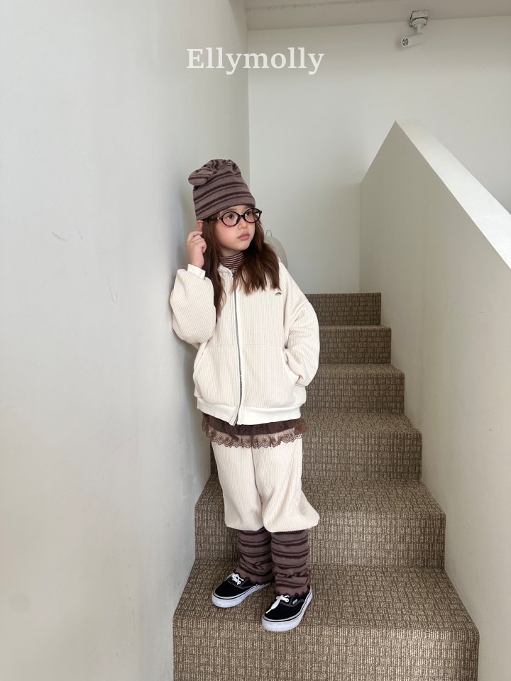 Ellymolly - Korean Children Fashion - #magicofchildhood - Cozy Ribbed Hood Zip-Up - 9