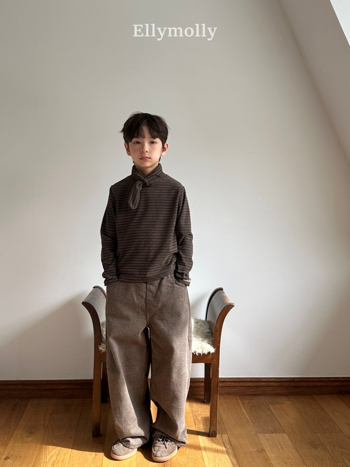 Ellymolly - Korean Children Fashion - #minifashionista - Noir Stripe Turtleneck Tee - 5