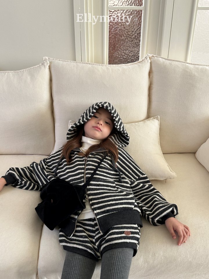 Ellymolly - Korean Children Fashion - #minifashionista - Wooly Stripe Hood Jacket - 10