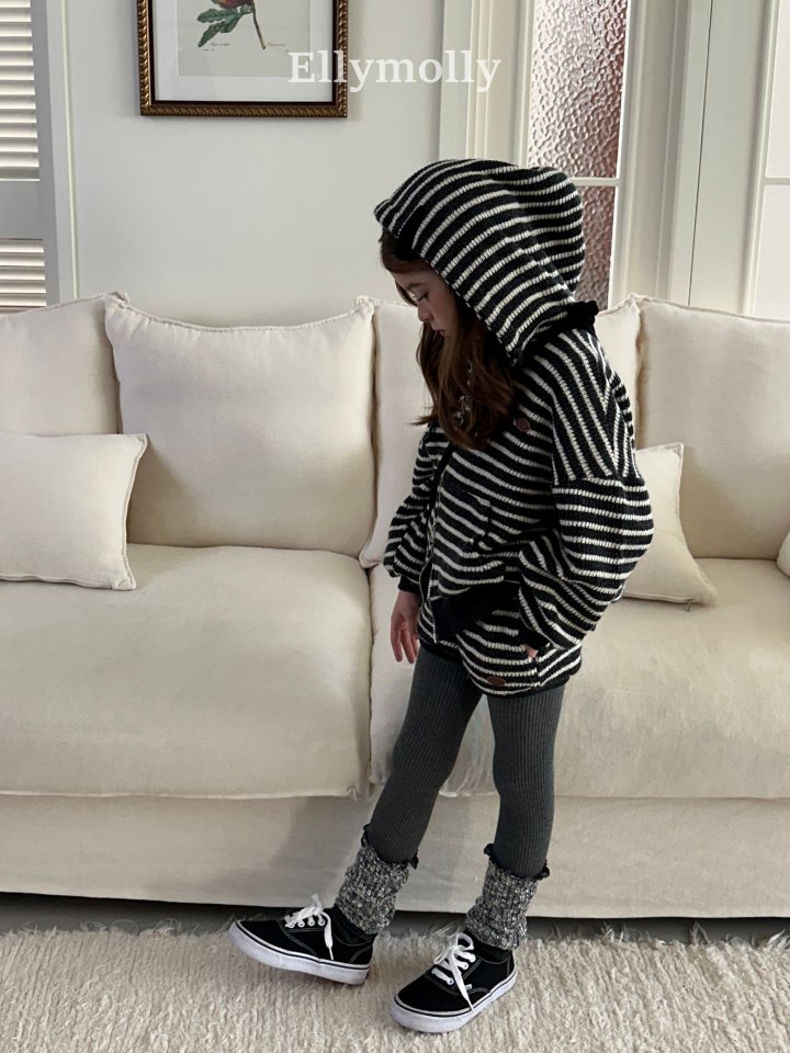 Ellymolly - Korean Children Fashion - #prettylittlegirls - Wooly Stripe Hood Jacket - 11