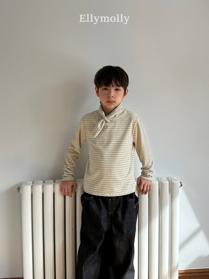 Ellymolly - Korean Children Fashion - #toddlerclothing - Noir Stripe Turtleneck Tee - 8