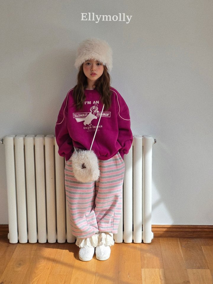 Ellymolly - Korean Children Fashion - #todddlerfashion - Crew Stripe Sweatshirt - 4
