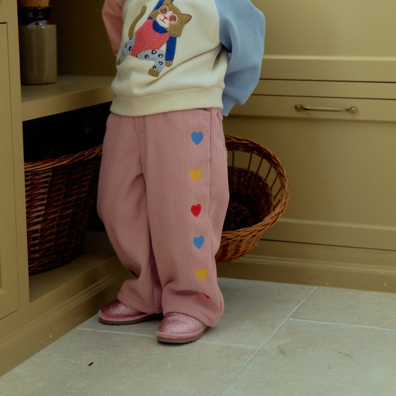 Firstblue - Korean Children Fashion - #discoveringself - Heart Embroidery Corduroy Pants - 8