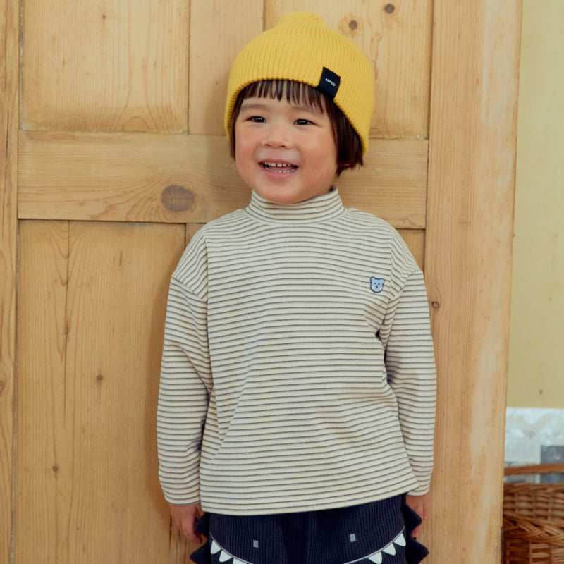 Firstblue - Korean Children Fashion - #kidsstore - Stripe Mock Neck Tee - 6