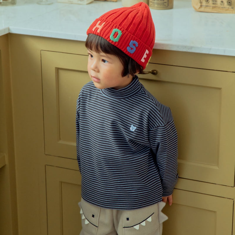 Firstblue - Korean Children Fashion - #littlefashionista - Stripe Mock Neck Tee - 9
