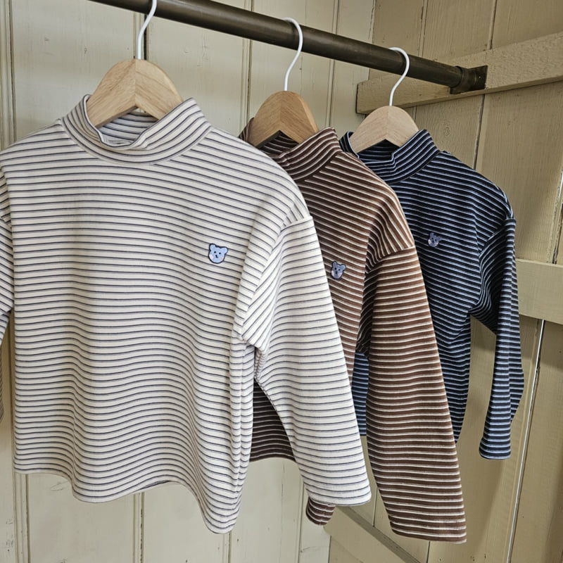 Firstblue - Korean Children Fashion - #magicofchildhood - Stripe Mock Neck Tee - 10