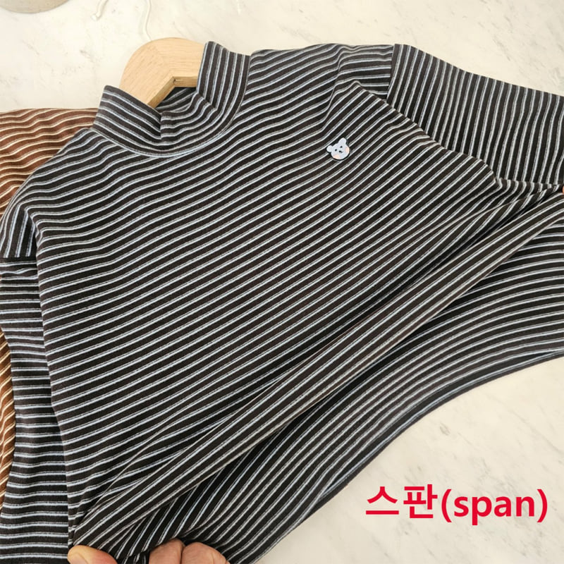 Firstblue - Korean Children Fashion - #prettylittlegirls - Stripe Mock Neck Tee - 12